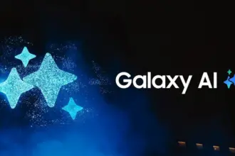 Galaxy AI logo with blue star shapes on the left and the words 'Galaxy AI' on a dark background.