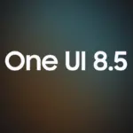 “One UI 8.5” text on a dark, blurred gradient backdrop, indicating a software version release