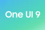 Brand banner reading One UI 9 on a blue-to-green gradient background. (informative branding)